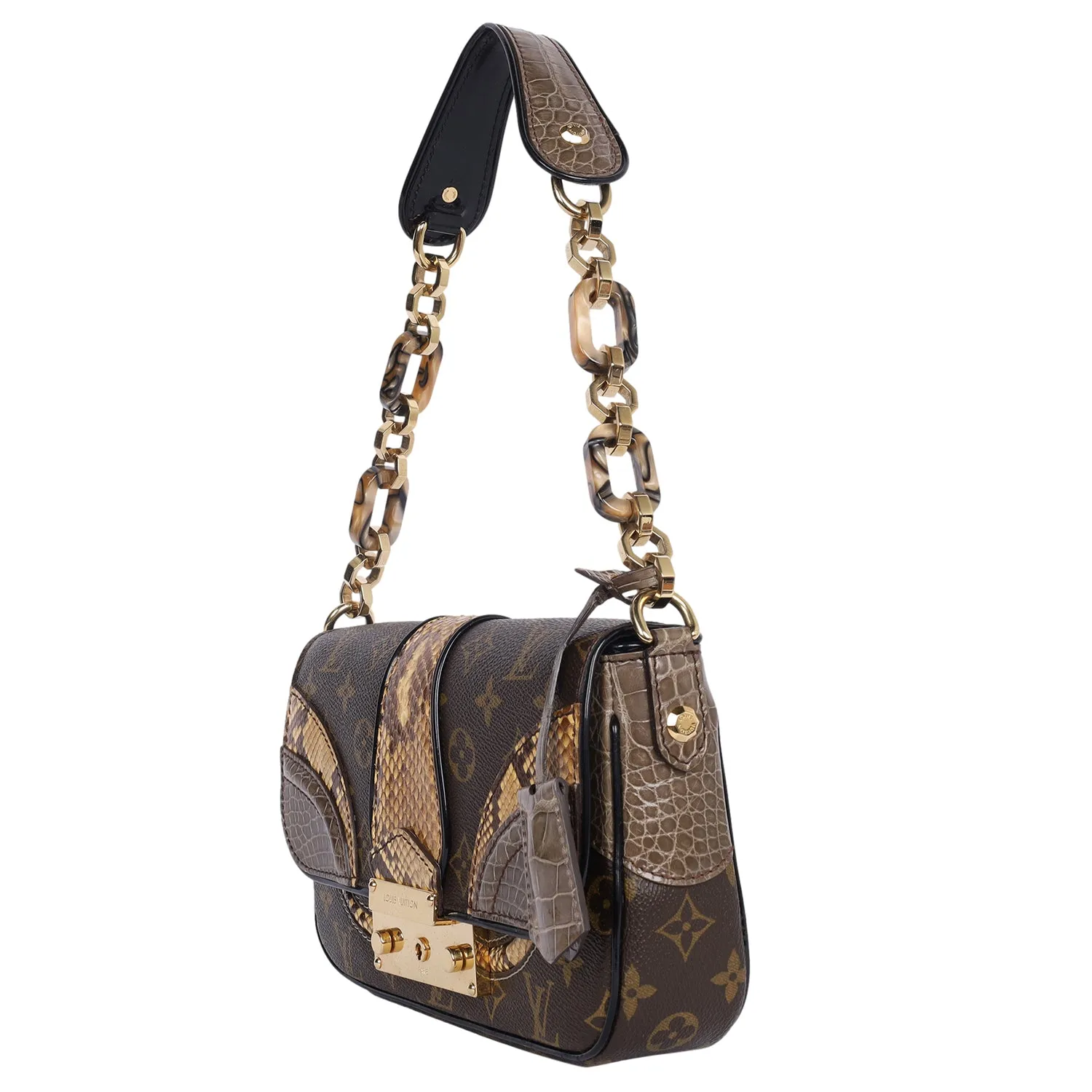 Monogramissime Alligator & Python Shoulder Bag