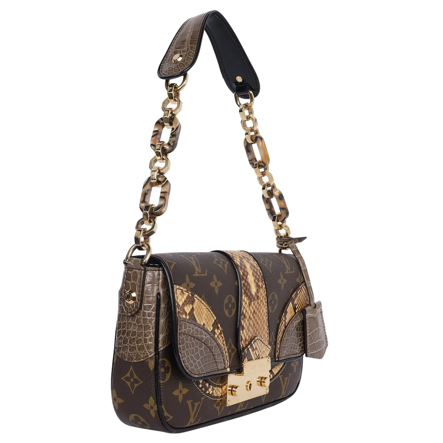 Monogramissime Alligator & Python Shoulder Bag