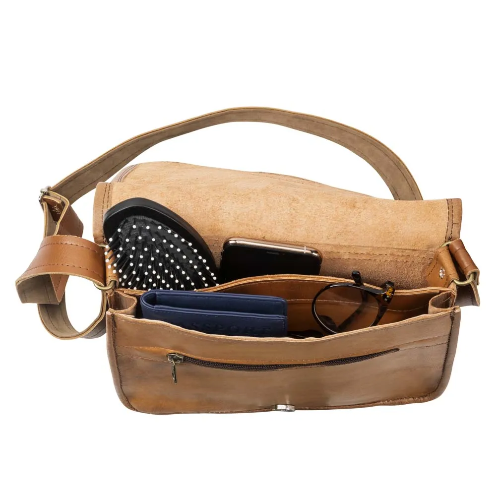 Natural Leather Messenger Bag | Brown