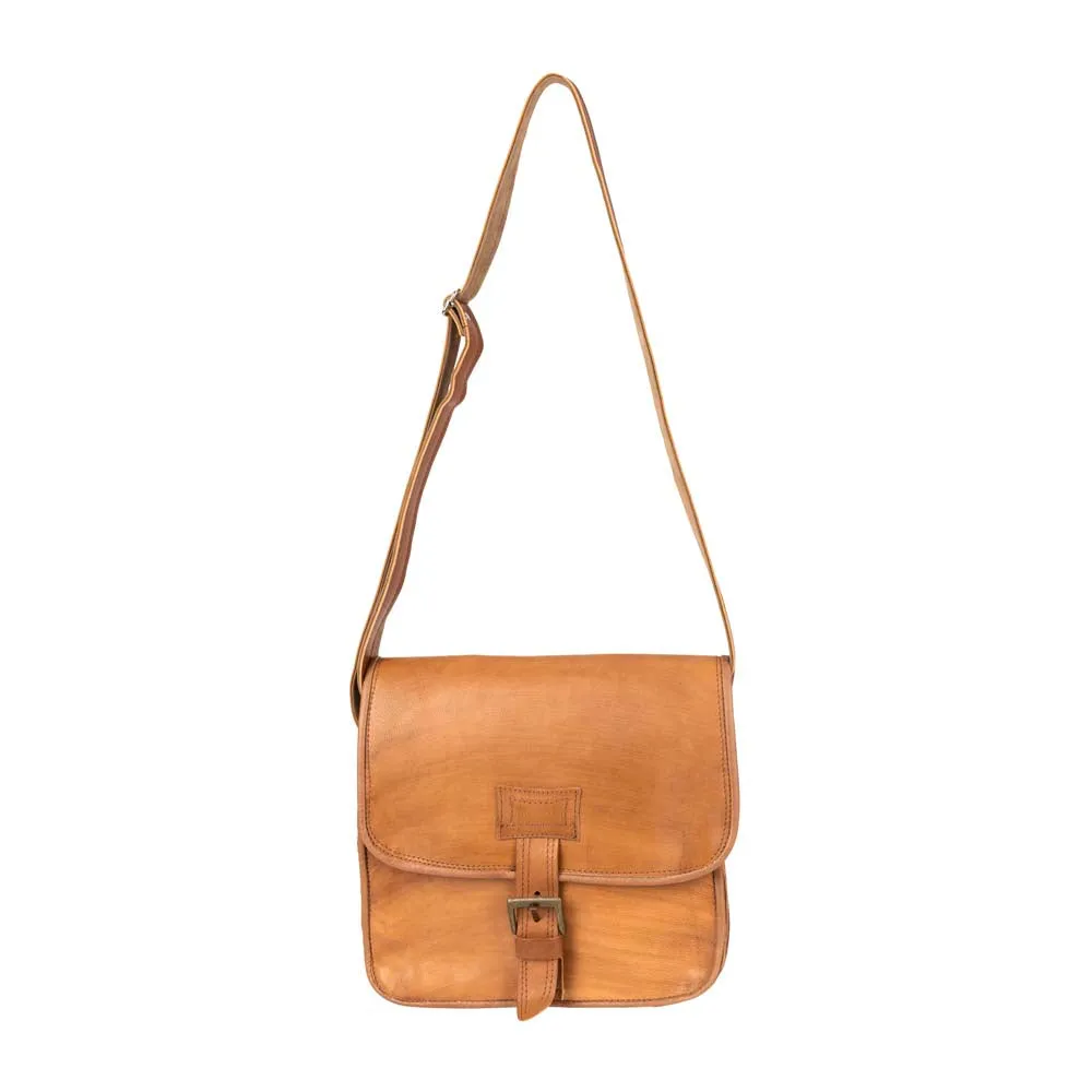 Natural Leather Messenger Bag | Brown