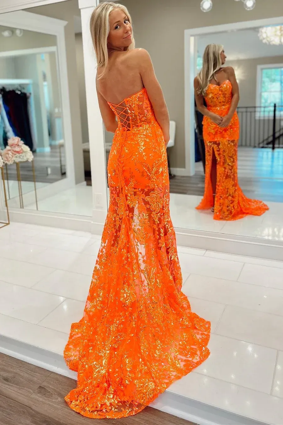 Off The Shoulder Lace Appliques Long Prom Dress with Feathers
