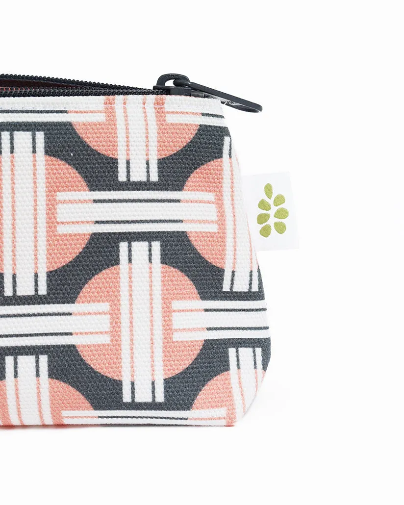 Orient Zipper Mini Pouch – Salmon Pink (8" x 4.5" x 2")