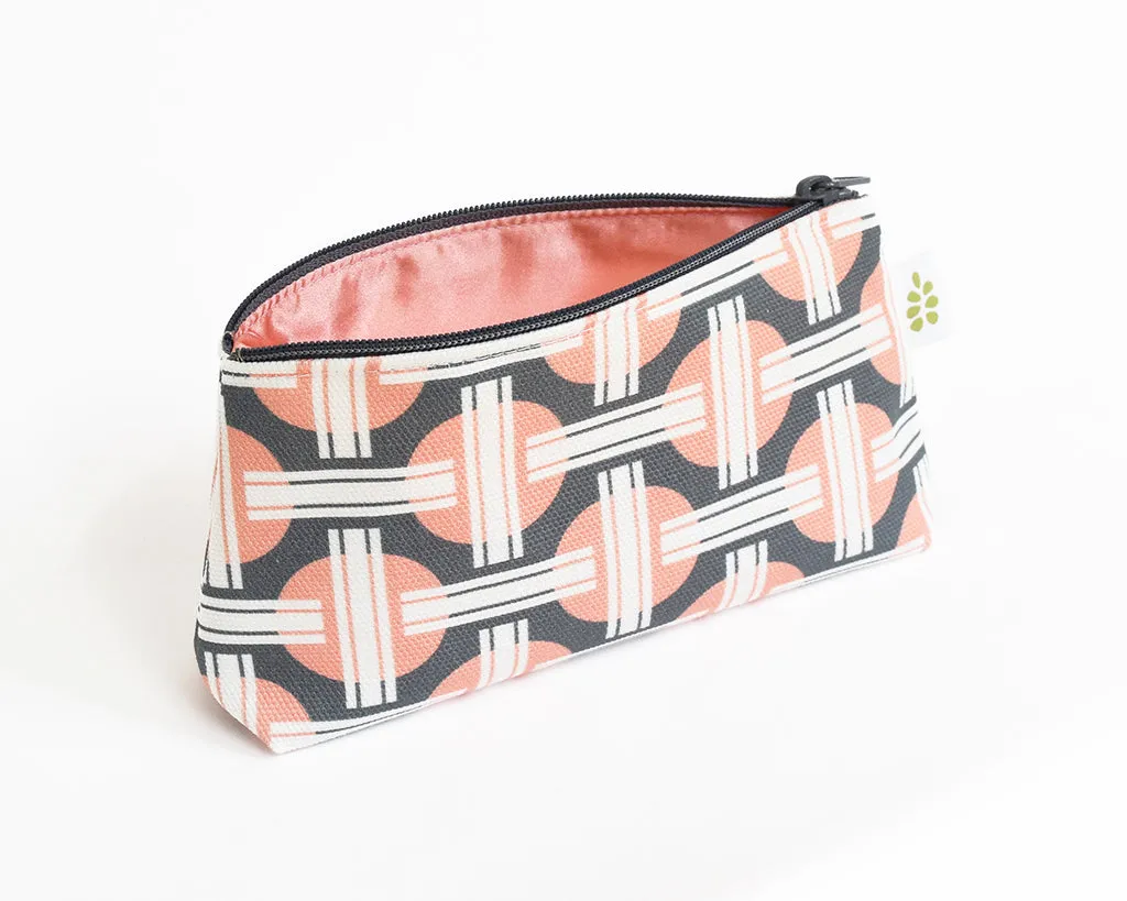 Orient Zipper Mini Pouch – Salmon Pink (8" x 4.5" x 2")