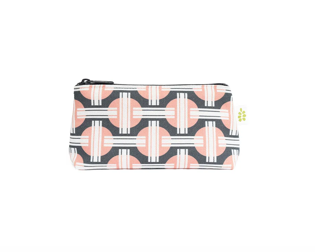 Orient Zipper Mini Pouch – Salmon Pink (8" x 4.5" x 2")