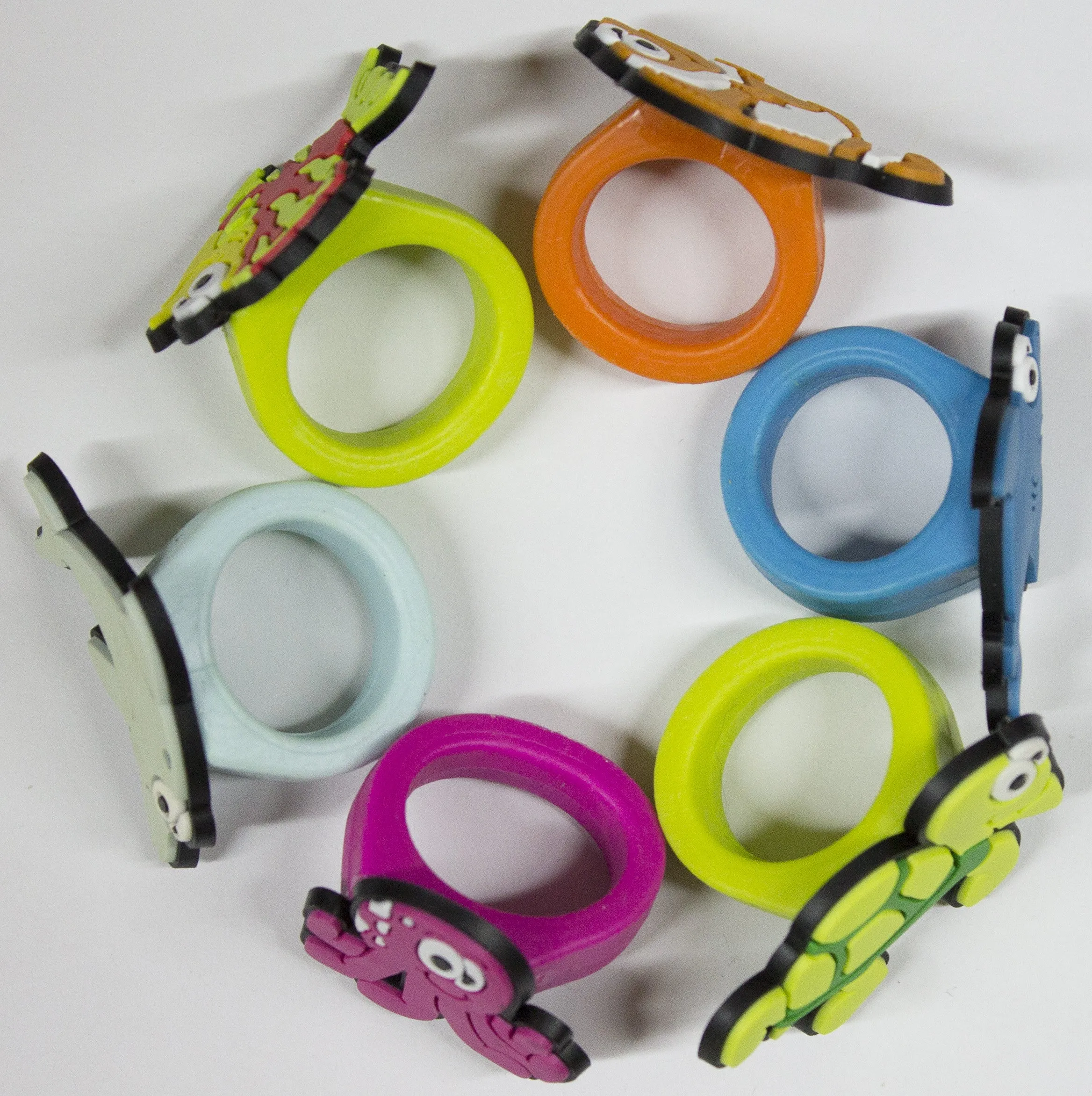 Party Pack! Set of 6 Assorted Colorful Silicone Sea Life Rings