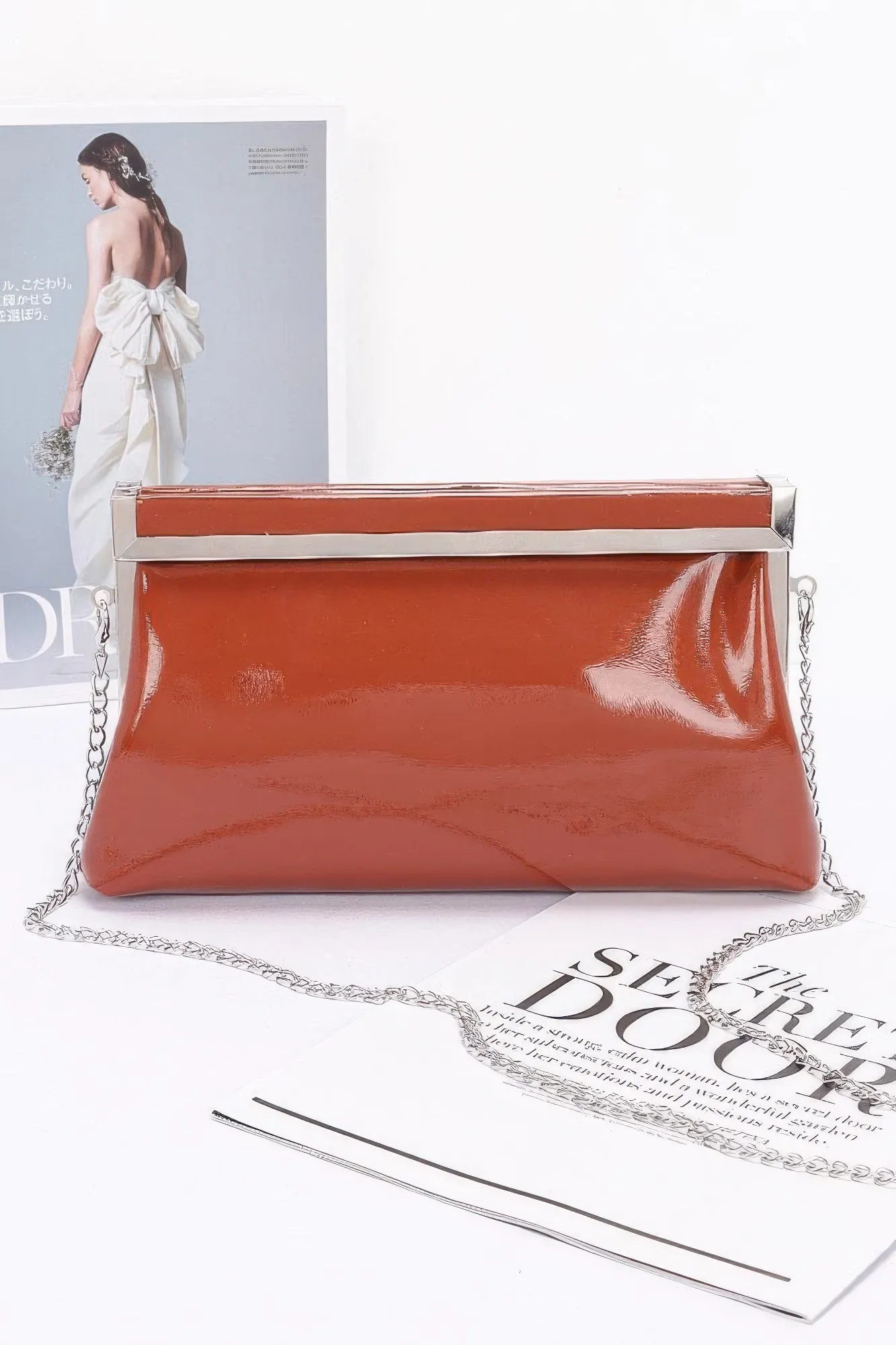 Patent Leather Frame Clutch Bag