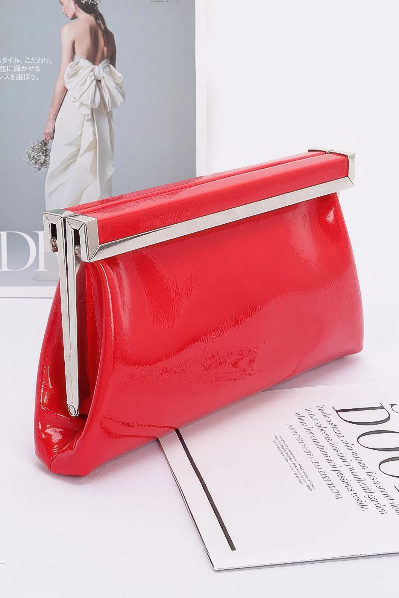 Patent Leather Frame Clutch Bag