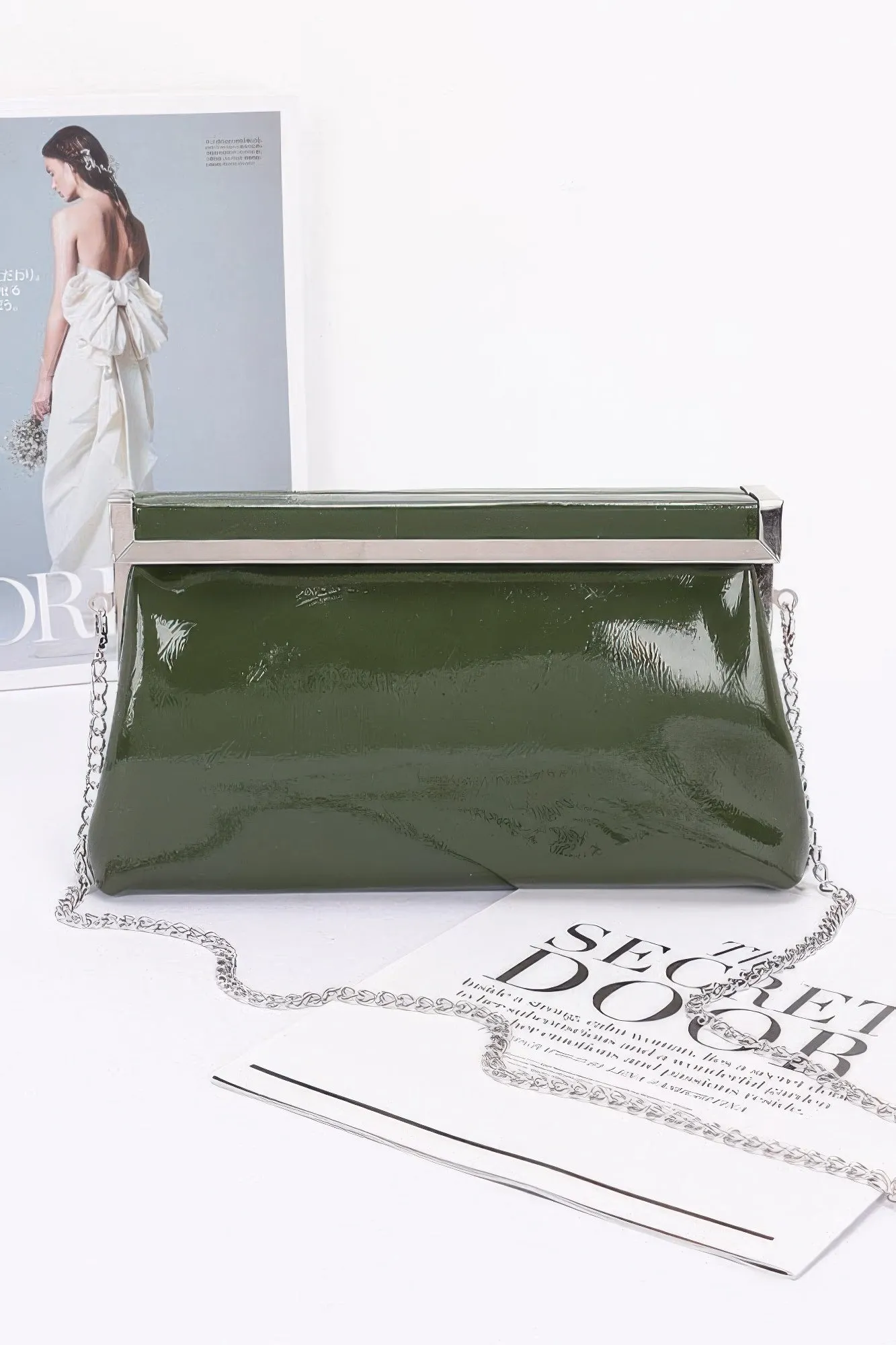 Patent Leather Frame Clutch Bag