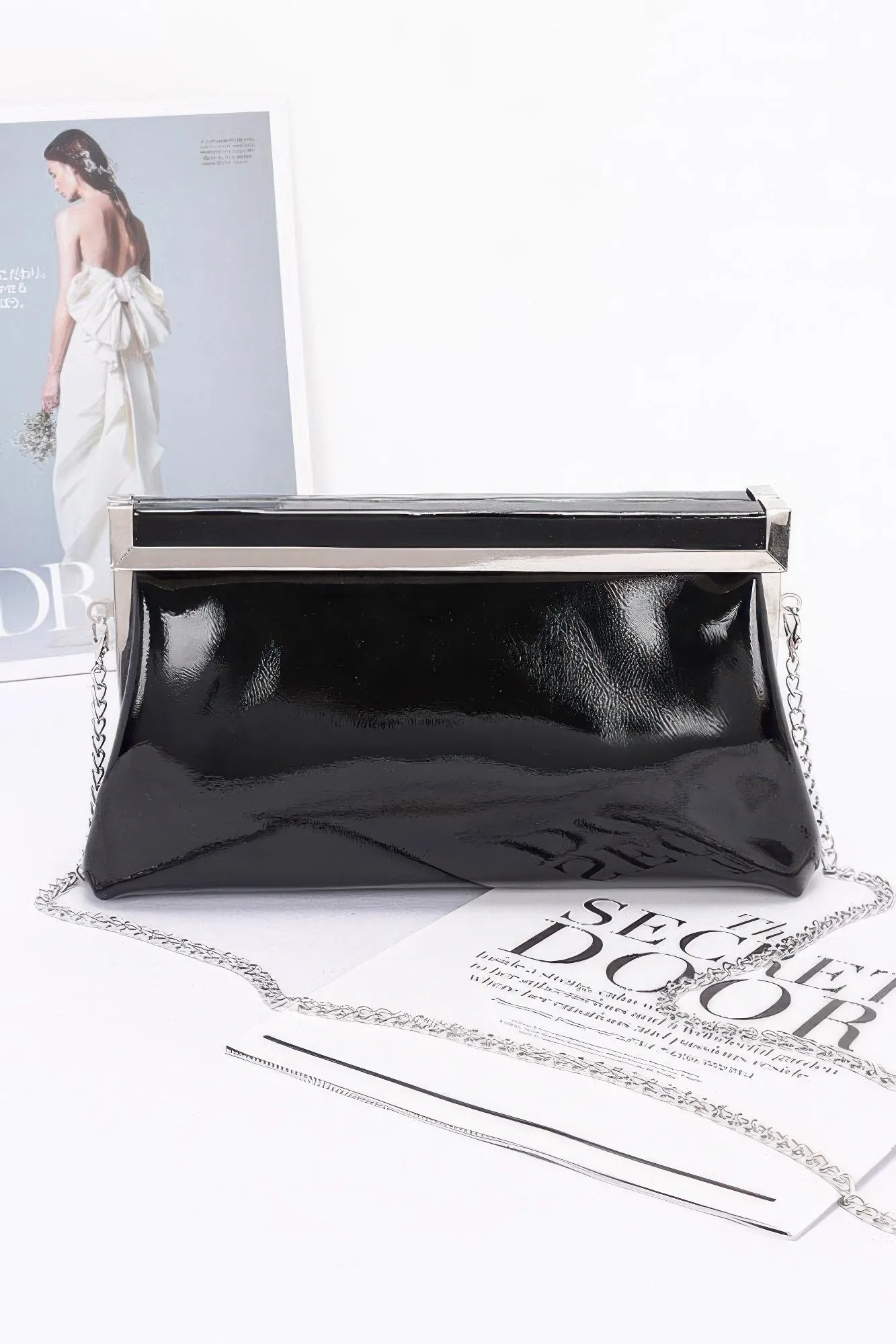 Patent Leather Frame Clutch Bag