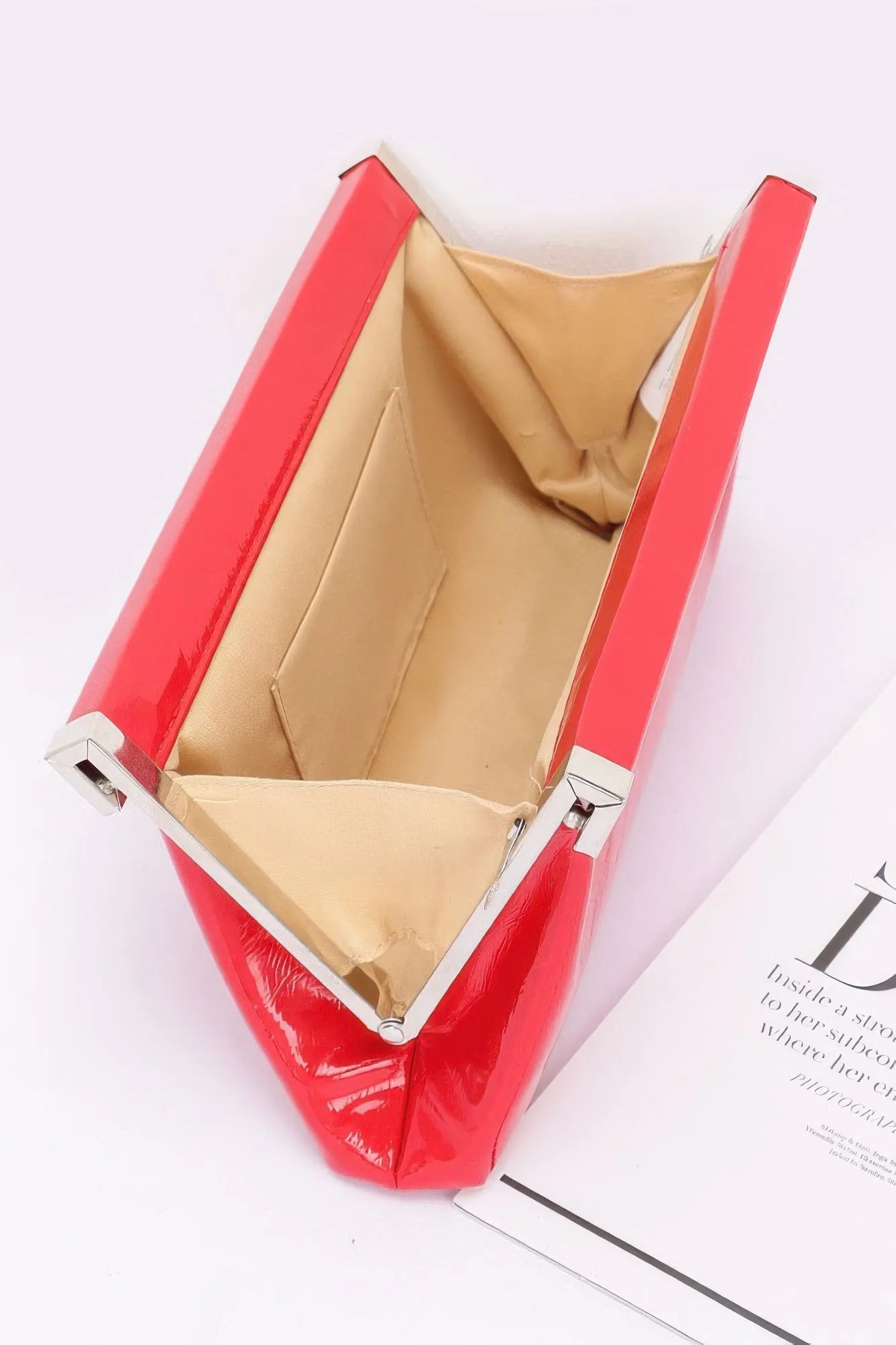 Patent Leather Frame Clutch Bag