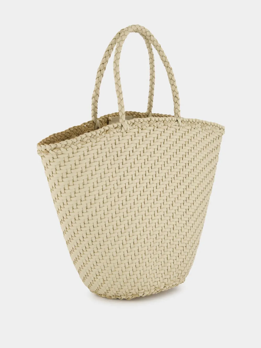 Pearl Myra Woven Leather Basket Bag
