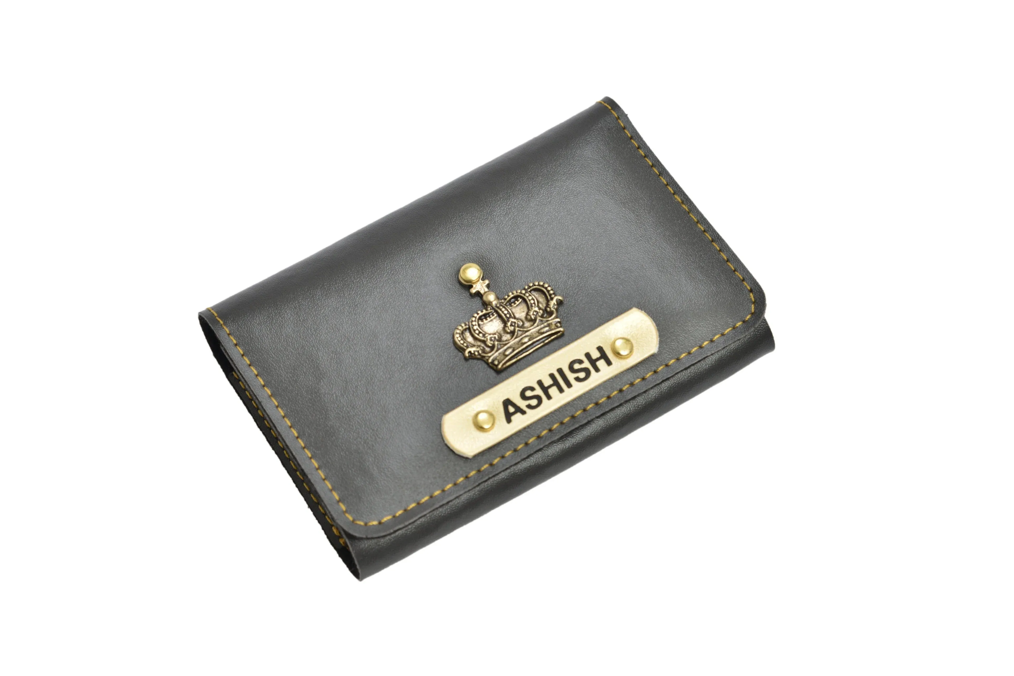 Personalized Business - Visitng Card Holder Vegan Leather - Grey
