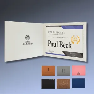 Personalized Certificate Holder in Leatherette Colors