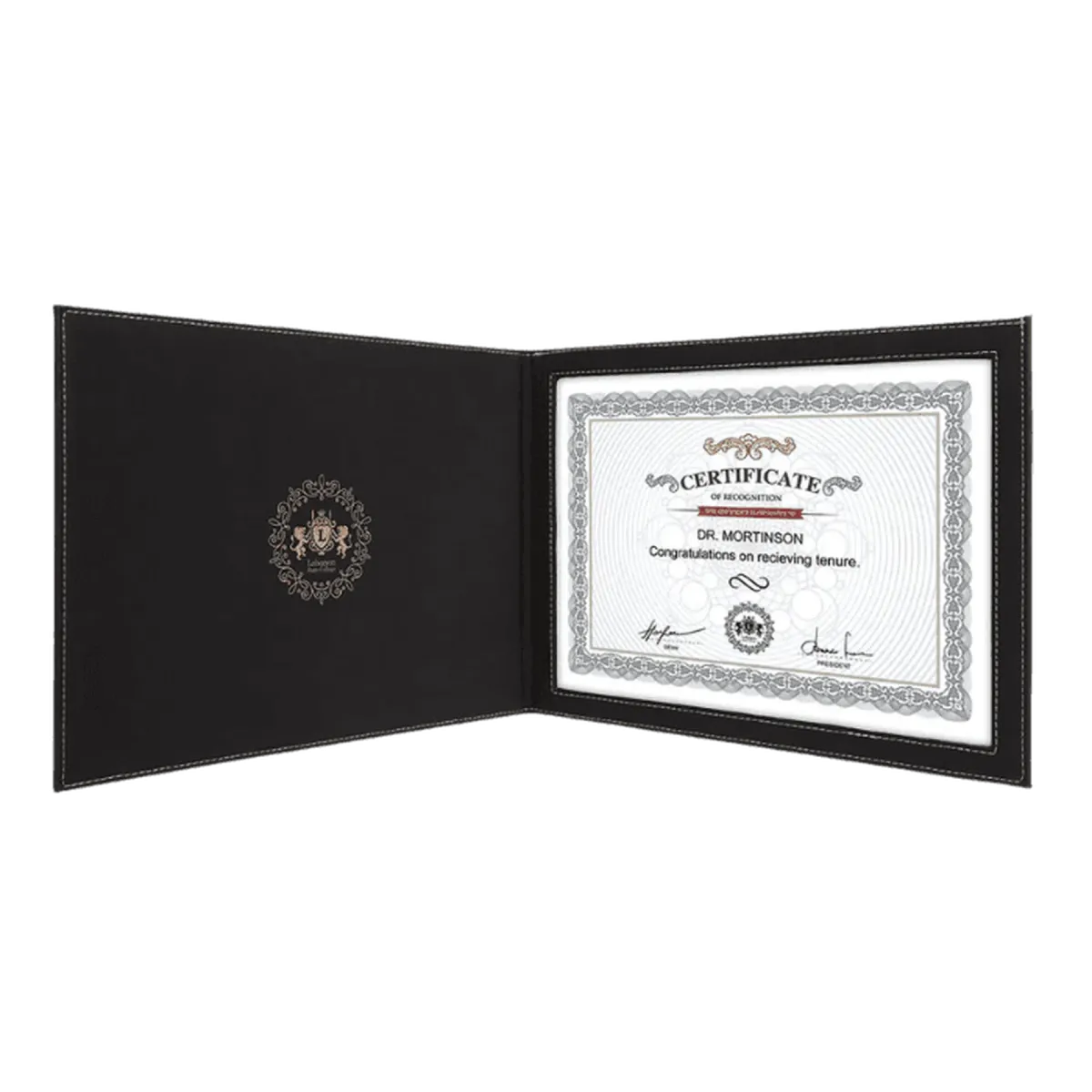 Personalized Certificate Holder in Leatherette Colors