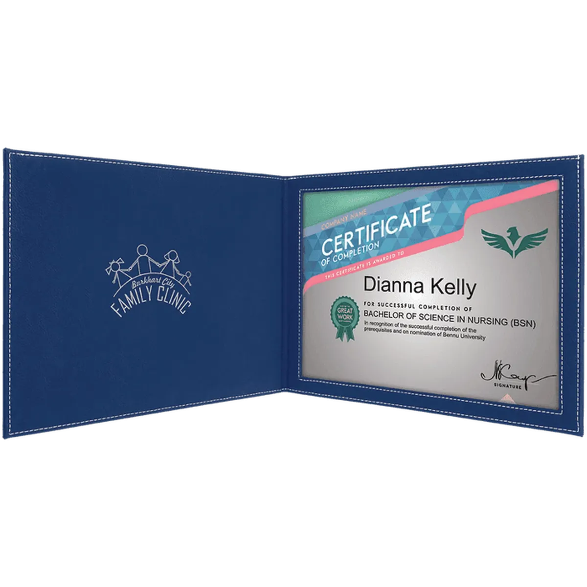 Personalized Certificate Holder in Leatherette Colors