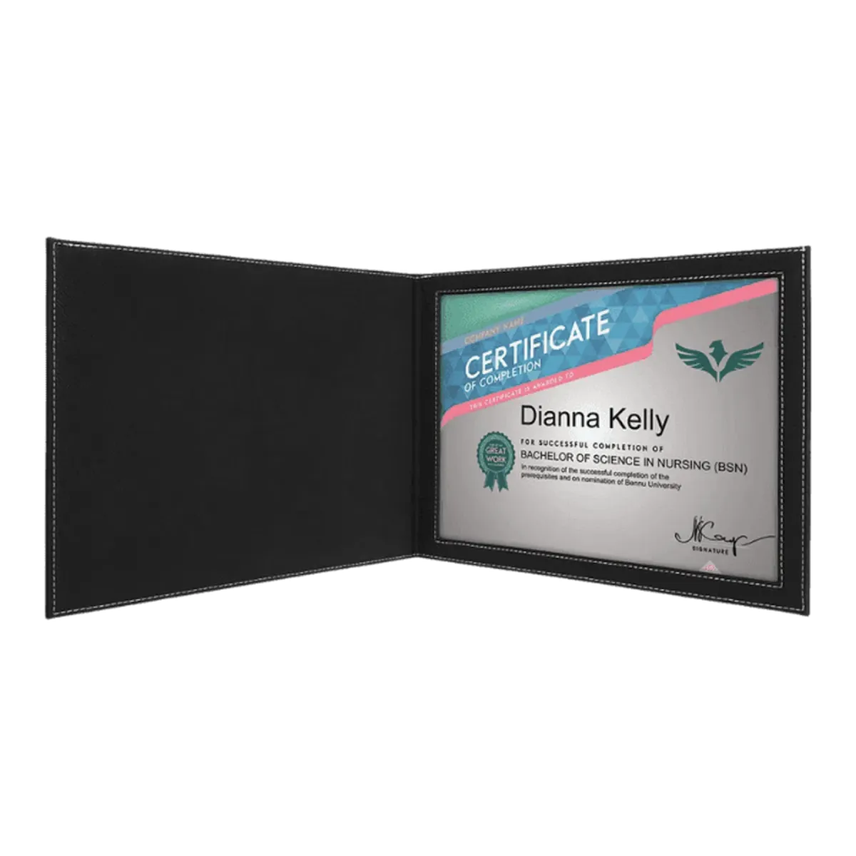 Personalized Certificate Holder in Leatherette Colors