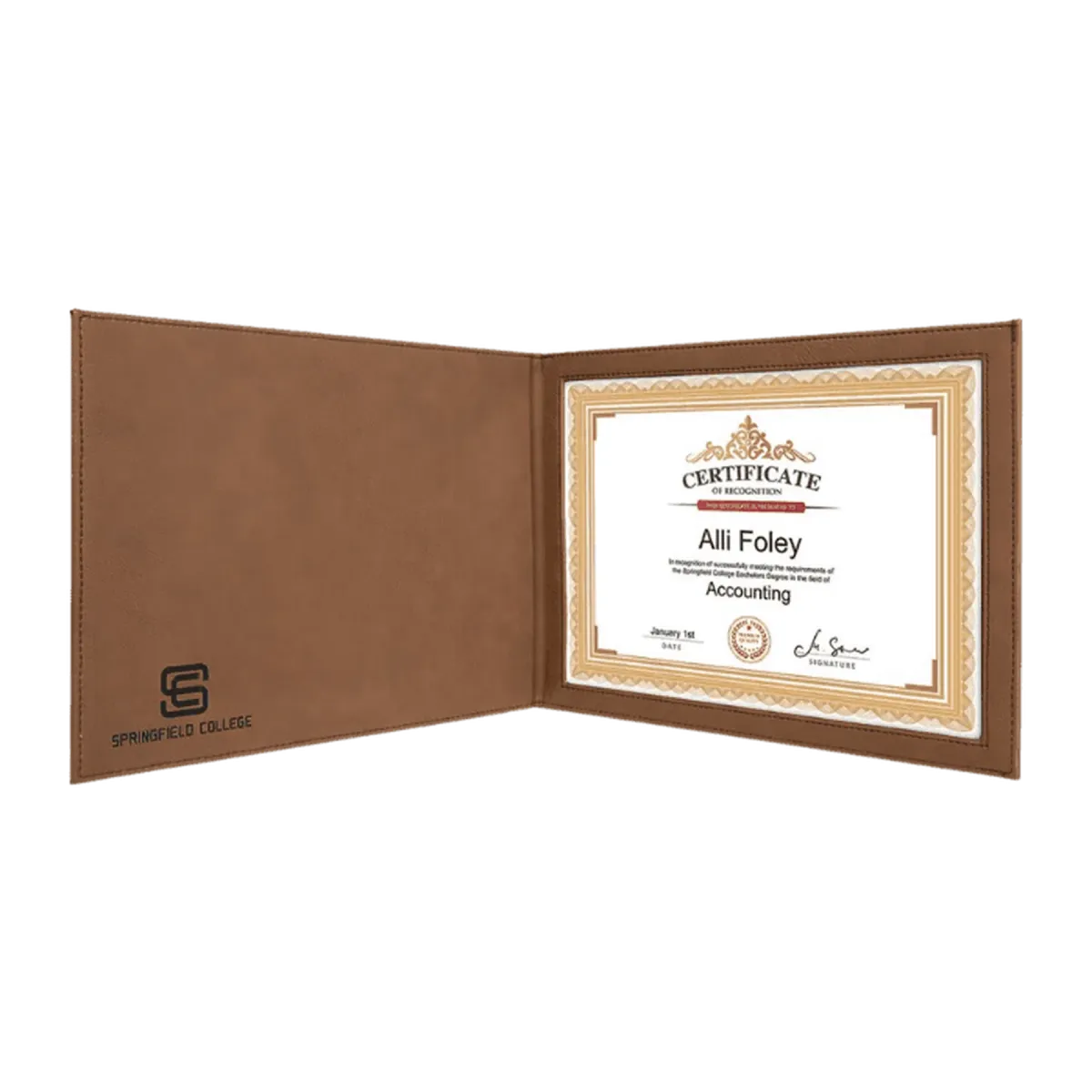 Personalized Certificate Holder in Leatherette Colors
