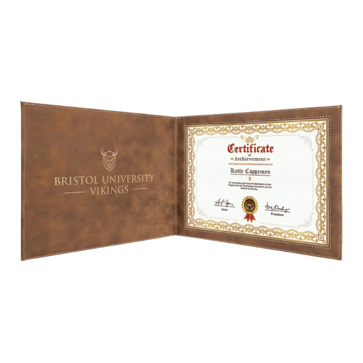 Personalized Certificate Holder in Leatherette Colors