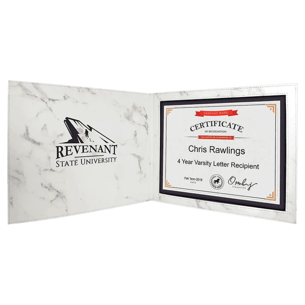 Personalized Certificate Holder in Leatherette Colors