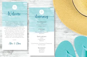 Personalized Wedding Welcome Letter & Itinerary - Beach Sand Dollar