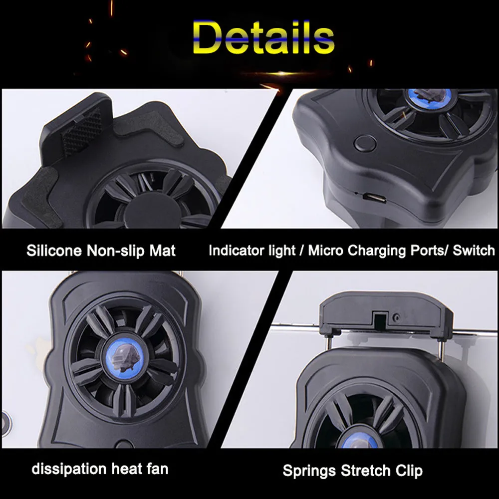 Phone Cooler For Gamer Adjustable Fan Holder Cooling Pad Mobile Cooler Radiator Heat Sink white