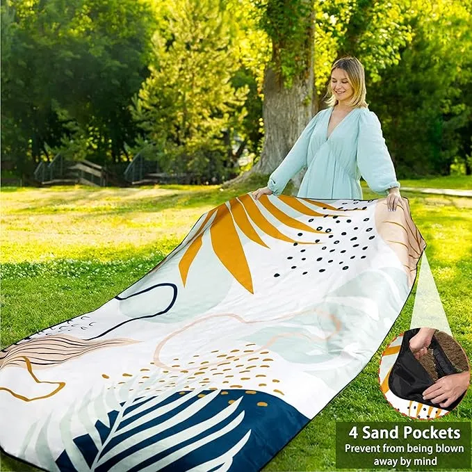 Picnic Blankets Beach Blanket 80" X 80" Extra Large Waterproof Camping Blankets Portable Outdoor Mat 3-Layer blanket for Beach, Hiking, Park, Music Festival, Grass Lawn,Travel