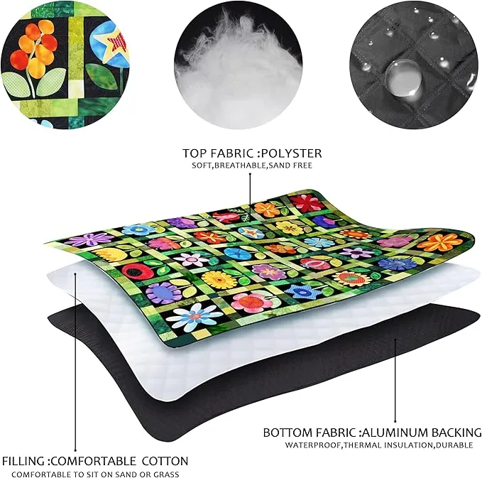 Picnic Blankets Beach Blanket 80" X 80" Extra Large Waterproof Camping Blankets Portable Outdoor Mat 3-Layer blanket for Beach, Hiking, Park, Music Festival, Grass Lawn,Travel