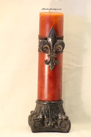 Pillar Candle Holder | 5" x 6" Ceramic Sandoval