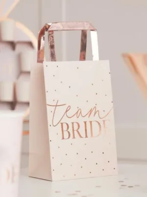 Pink Team Bride Rose Gold Foiled Hen Party Bags