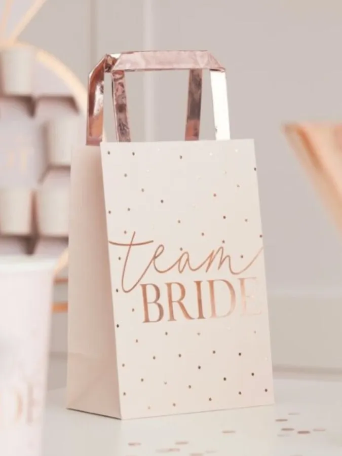 Pink Team Bride Rose Gold Foiled Hen Party Bags