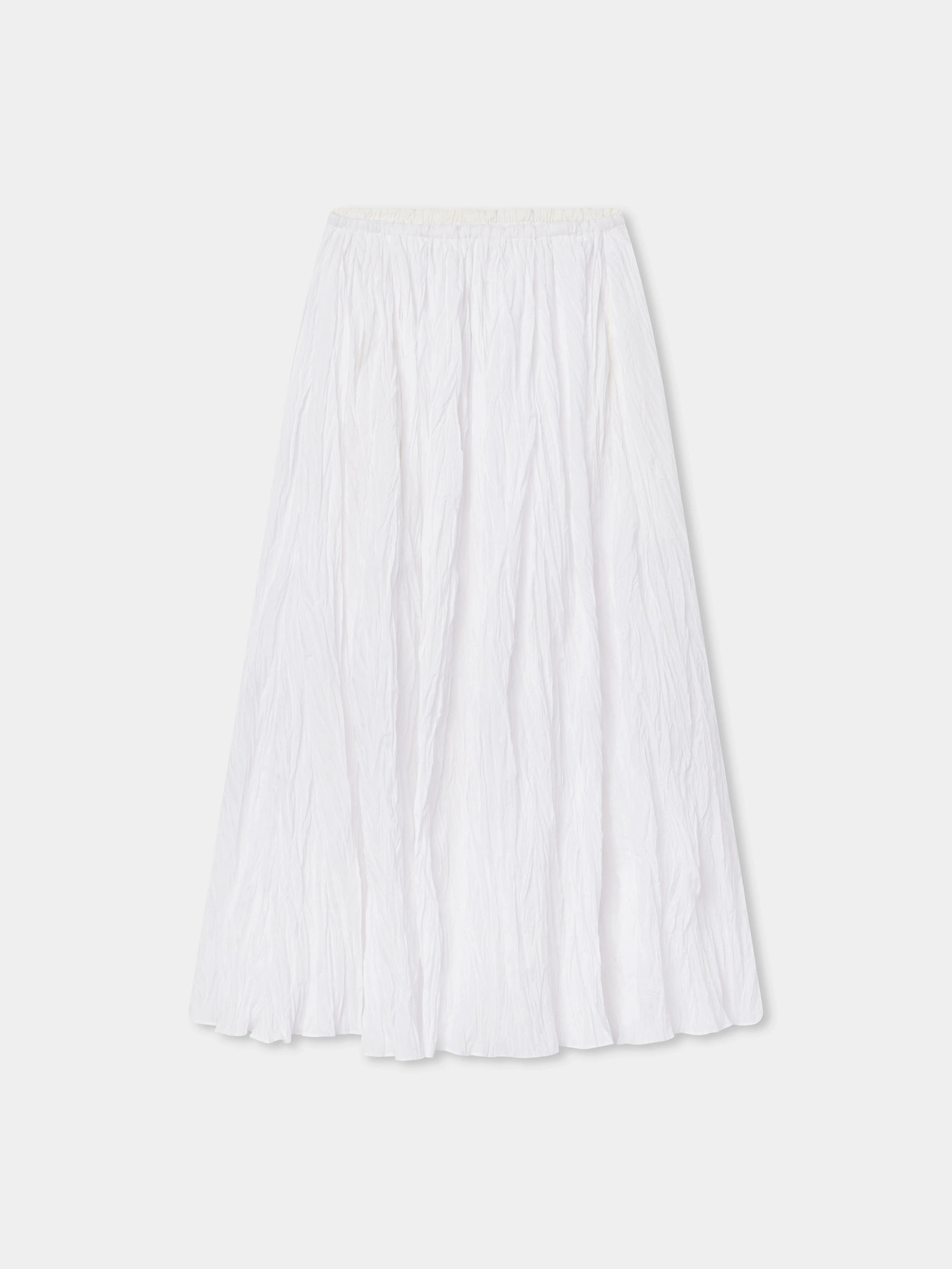 Plissé Skirt in Crinkled Cotton - Optic White