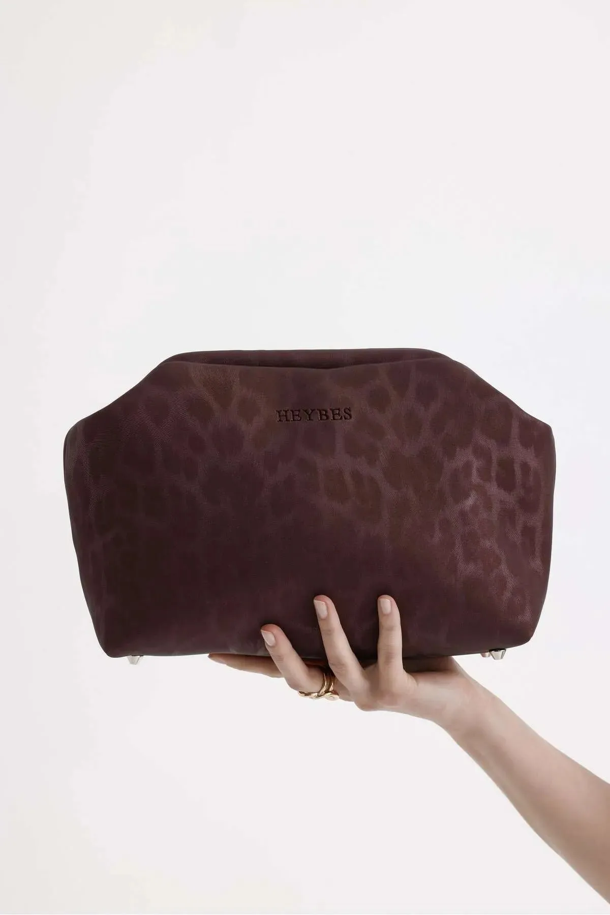 Plum Leopard Patterned Faux Leather Clutch Handbag