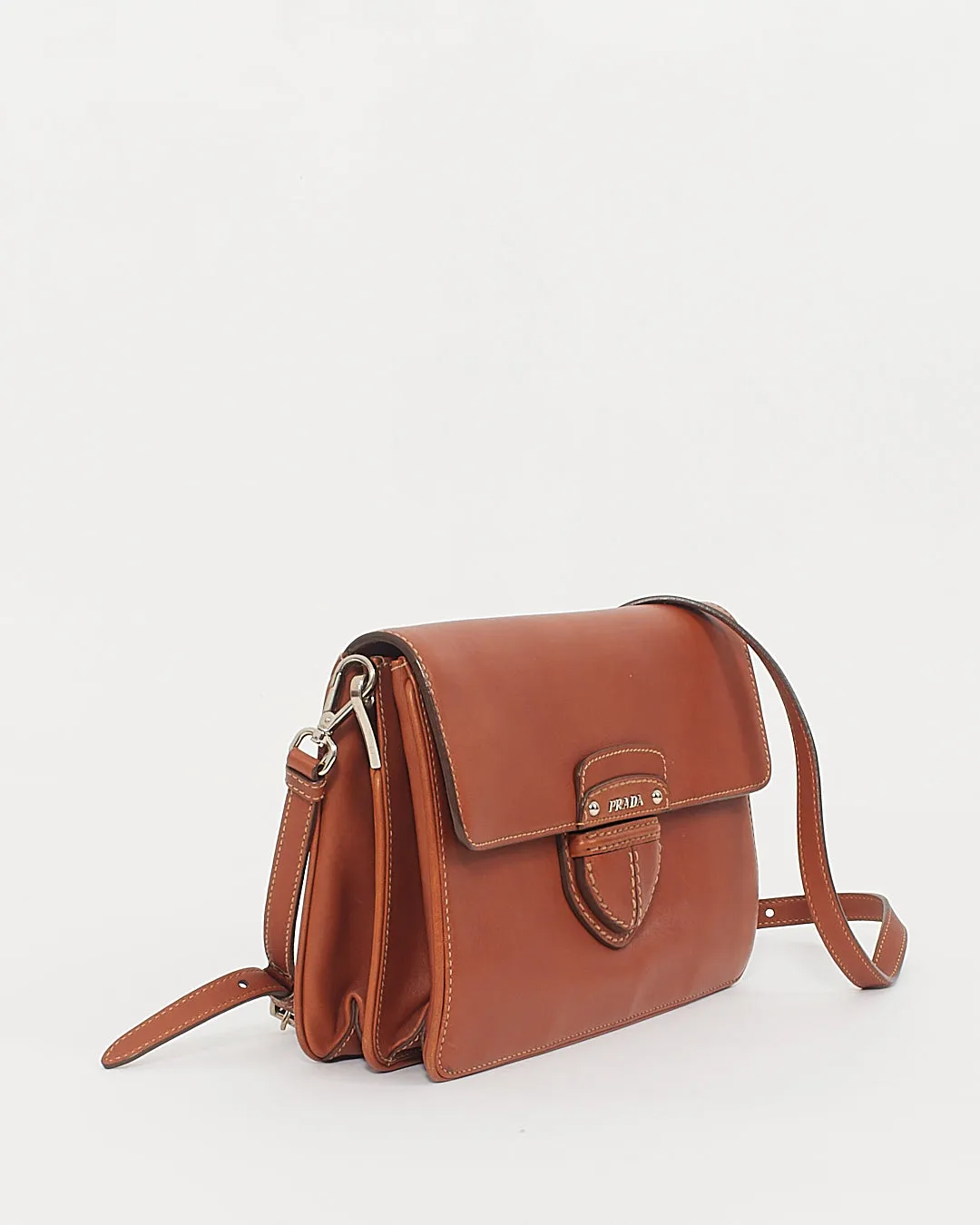 Prada Tan Leather Two Sided Crossbody Bag