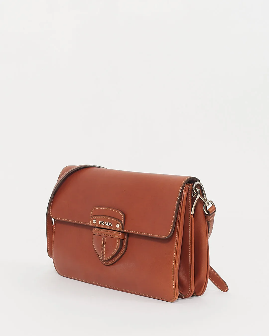 Prada Tan Leather Two Sided Crossbody Bag