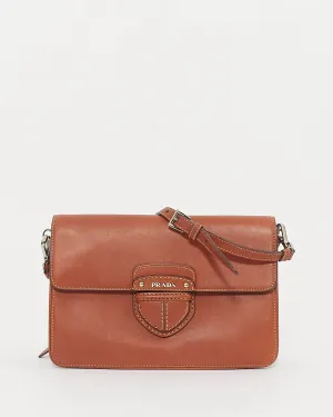 Prada Tan Leather Two Sided Crossbody Bag