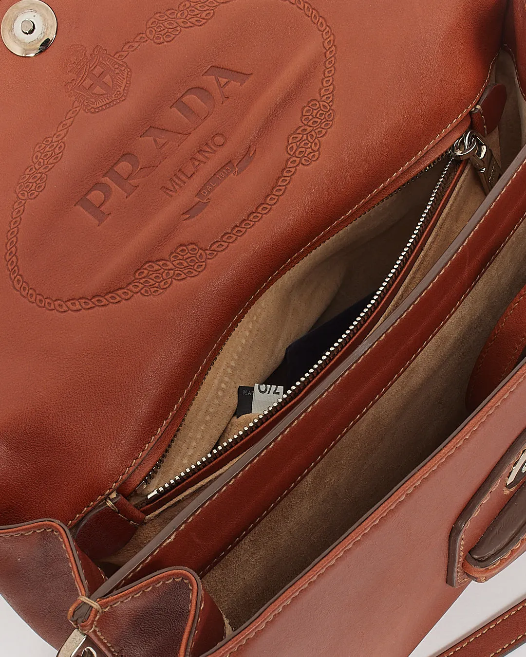 Prada Tan Leather Two Sided Crossbody Bag