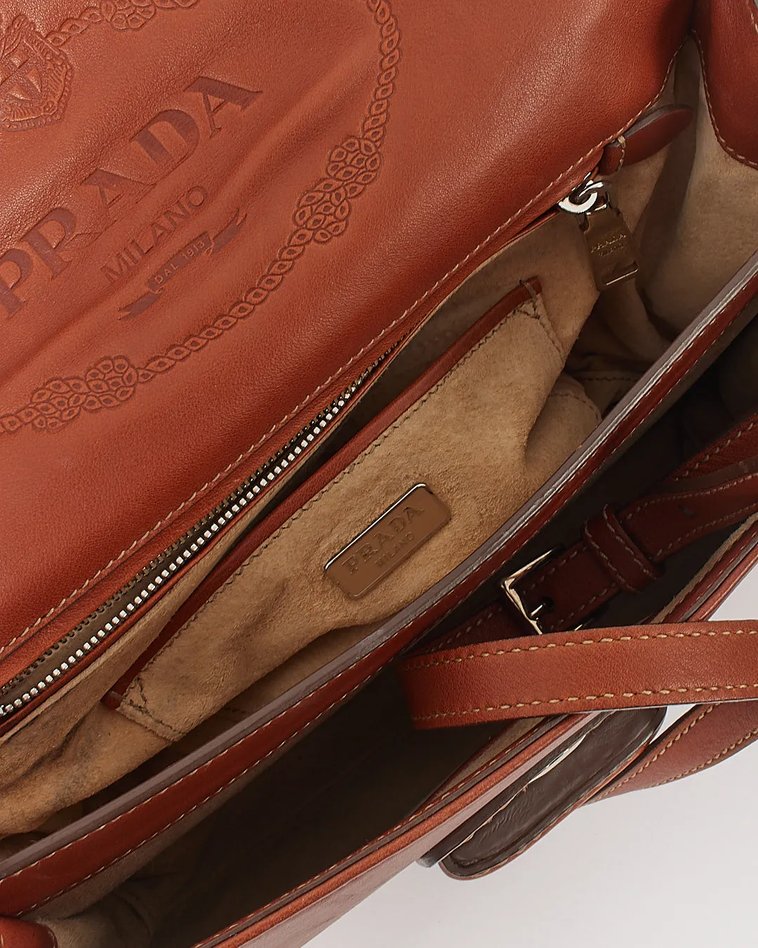Prada Tan Leather Two Sided Crossbody Bag