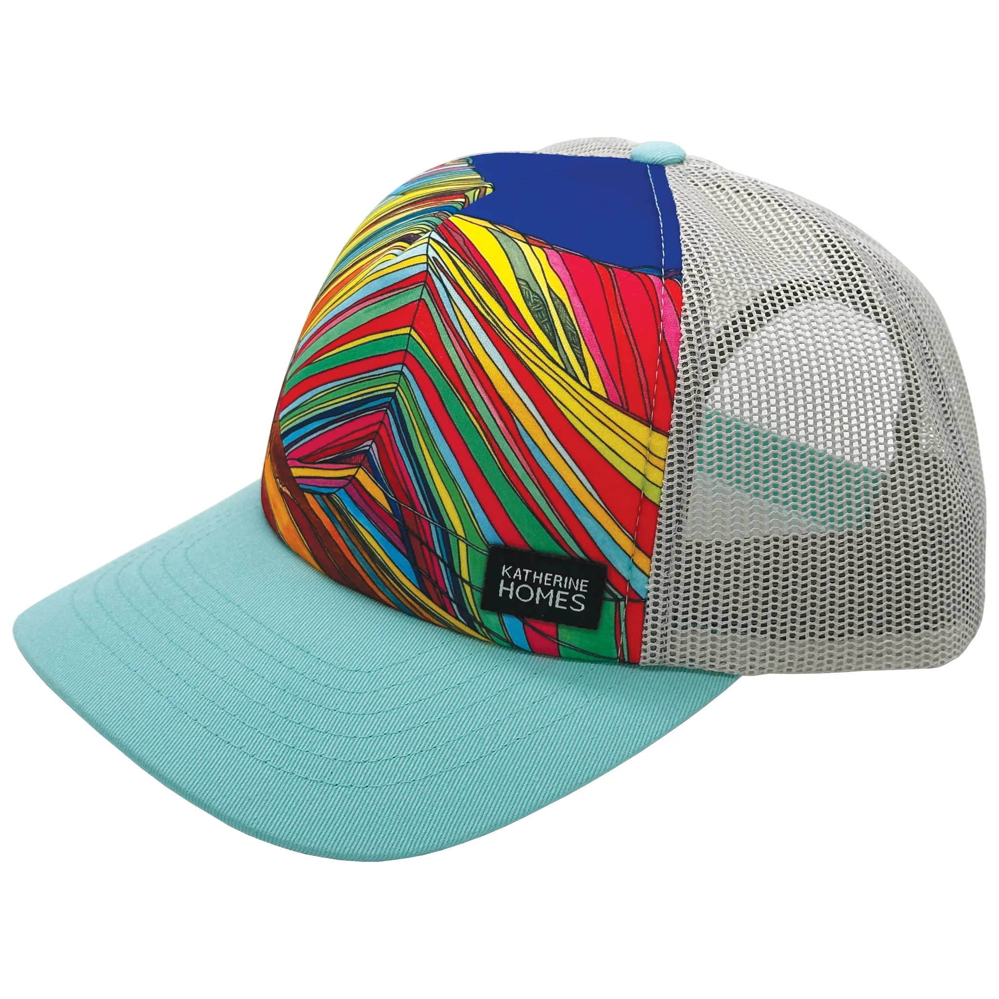 Rainbow Mountain and Alpaca, Peru  Trucker Hat | Aqua and Silver