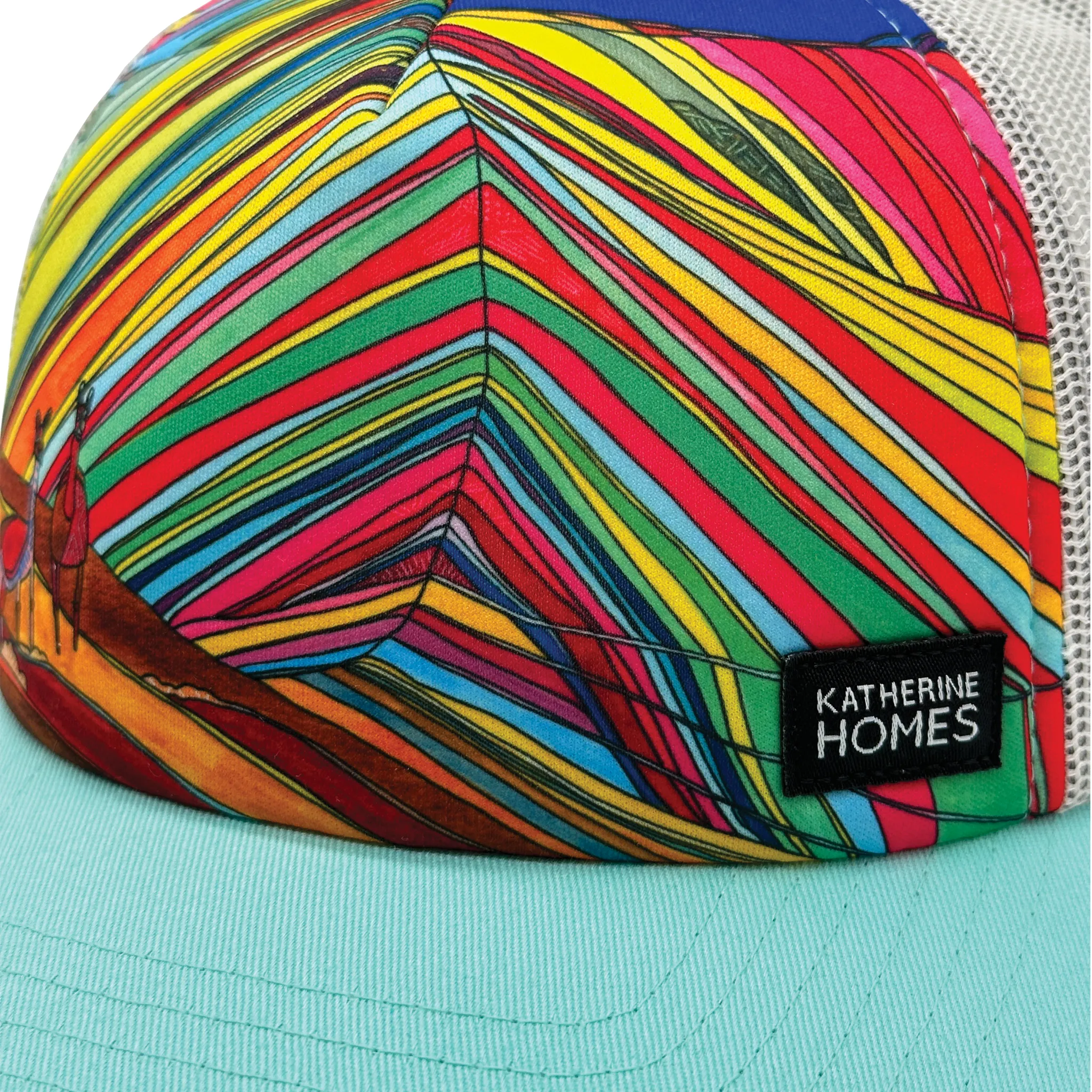 Rainbow Mountain and Alpaca, Peru  Trucker Hat | Aqua and Silver