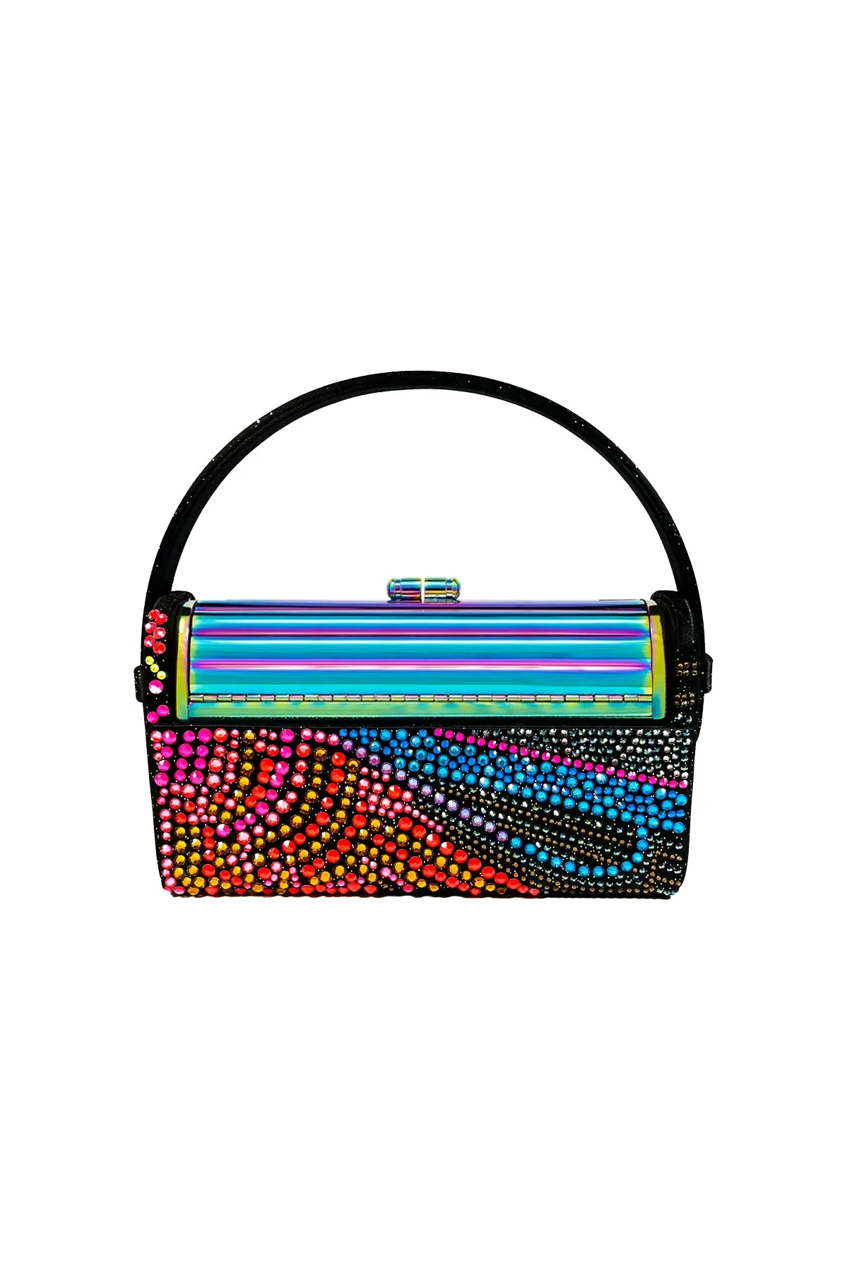 RAY HOWLETT X AURETA FOR BIENEN DAVIS Oil Slick Tubular Régine Minaudière Insert with Dichroism Satin Case