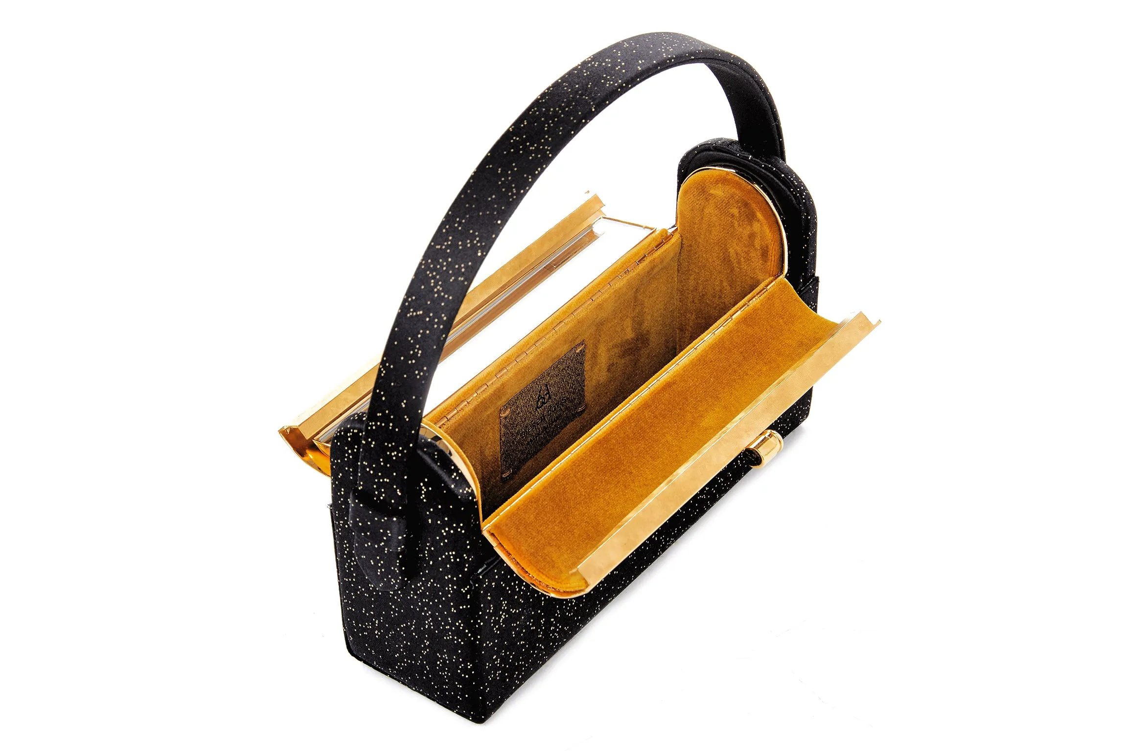 Régine Minaudière in Black Glitter Satin
