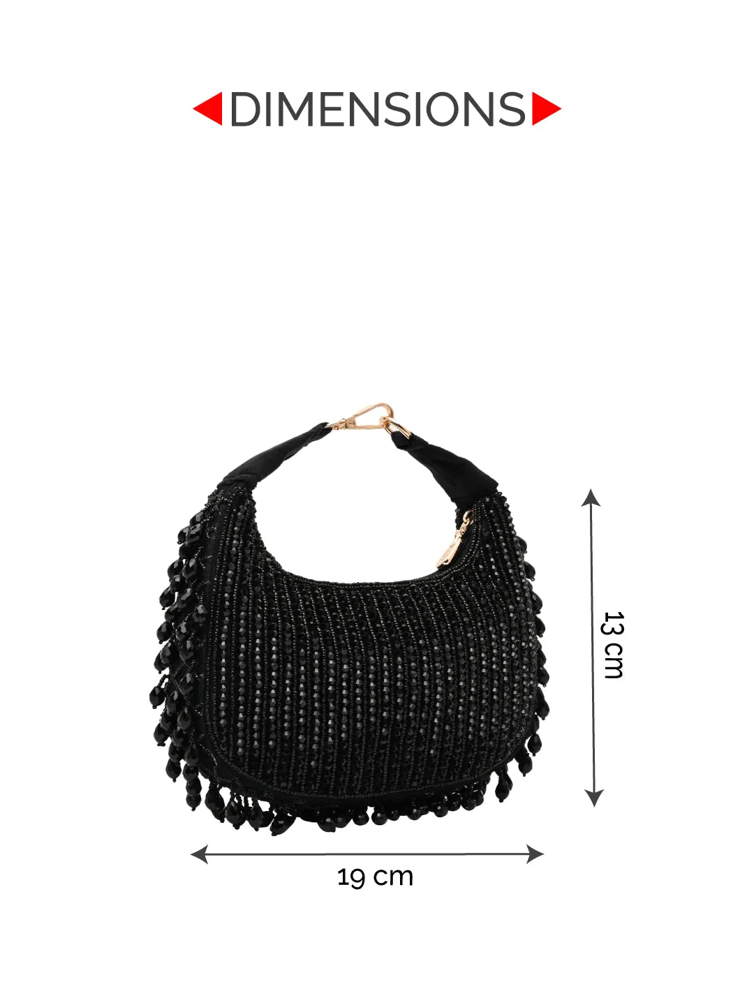 Rocia By Regal Black Women Crystal Work Handbag