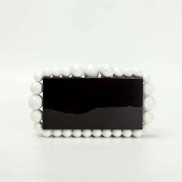 Round Bead Acrylic Box Clutch