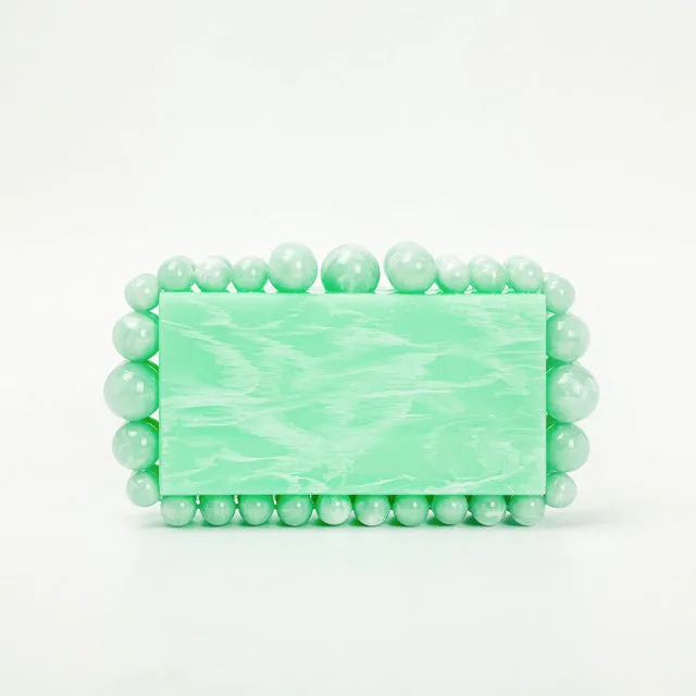 Round Bead Acrylic Box Clutch
