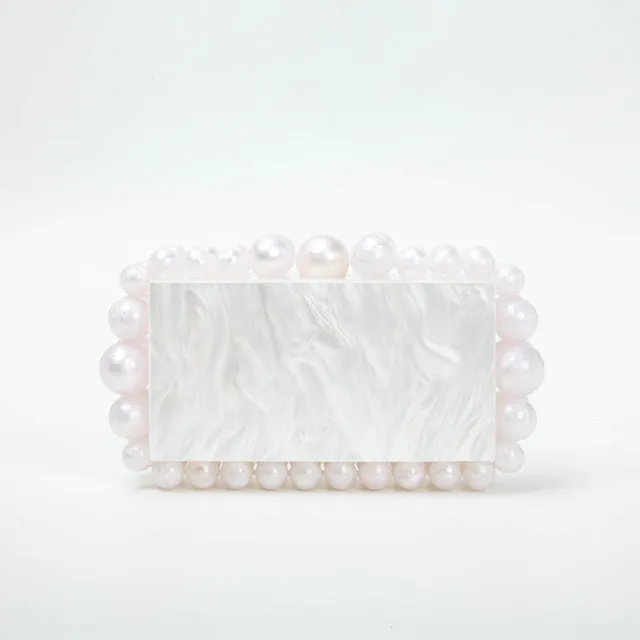 Round Bead Acrylic Box Clutch