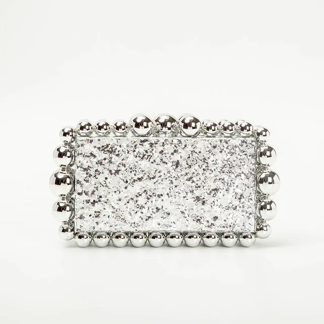 Round Bead Acrylic Box Clutch