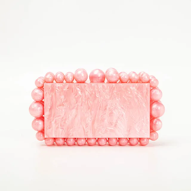 Round Bead Acrylic Box Clutch