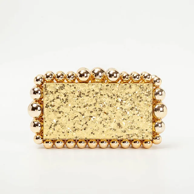 Round Bead Acrylic Box Clutch