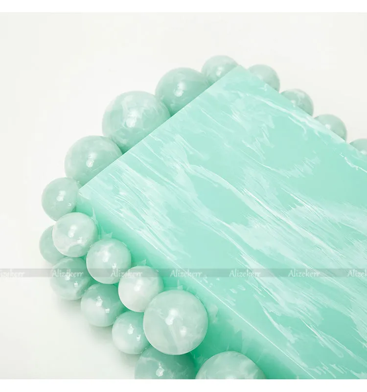 Round Bead Acrylic Box Clutch