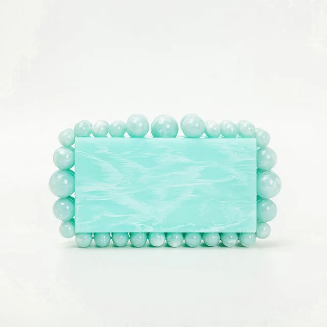 Round Bead Acrylic Box Clutch